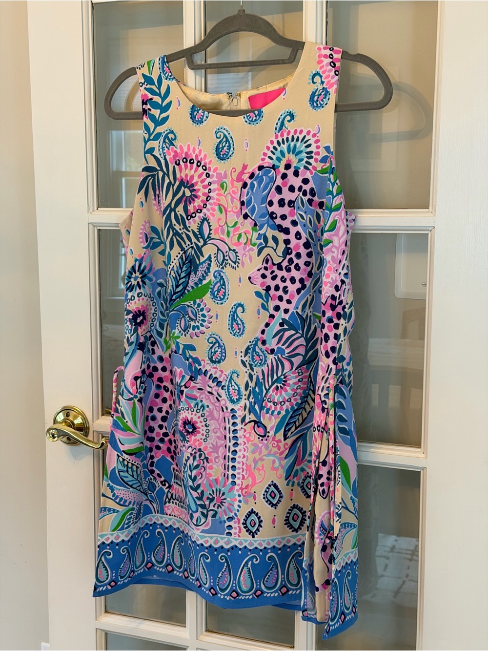 Lilly Pulitzer Sleeveless Paisley Floral Shift Dress - Pink, Blue & Cream
